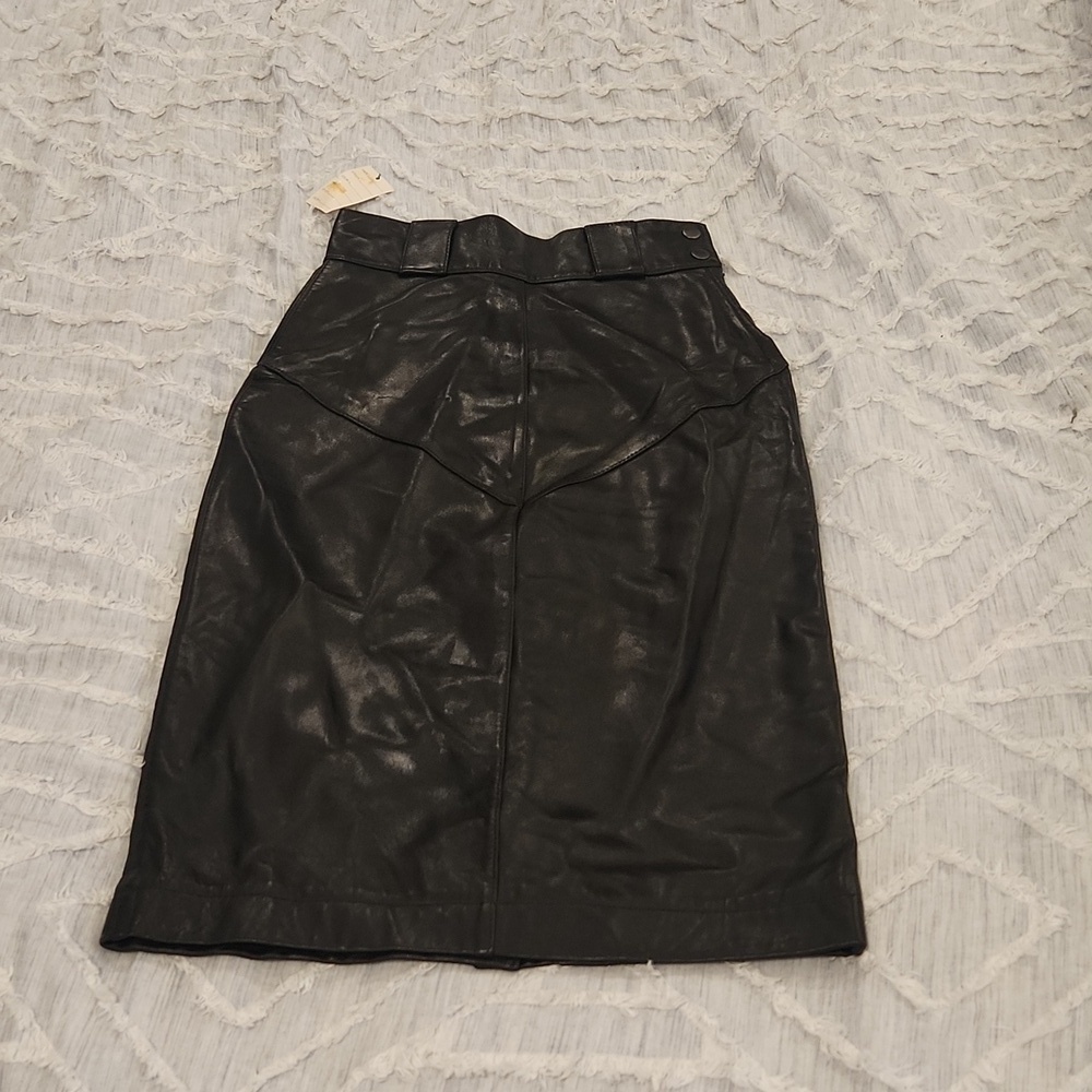 Black buttery soft Maia Golani leather midi skirt size S, new with tags!